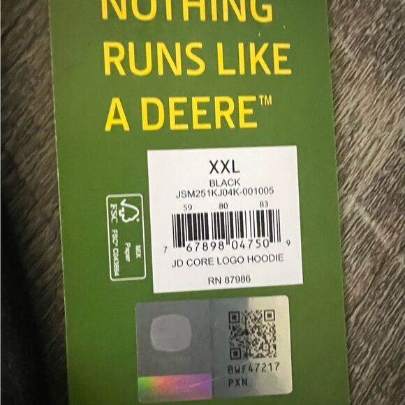John Deere Core Graphic Logo Hoodie Black- Size XXL - Picture 6 of 10